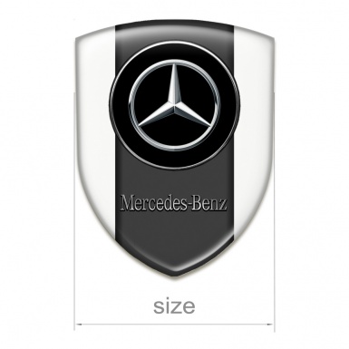 Mercedes Benz Auto Emblem white Print Silver Logo 