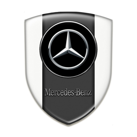 Mercedes Benz Auto Emblem white Print Silver Logo 