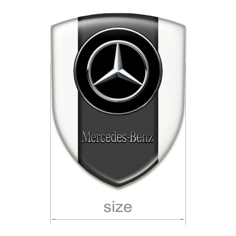 Mercedes Benz Auto Emblem white Print Silver Logo 