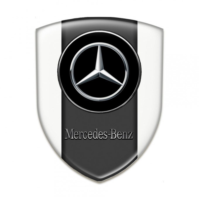 Mercedes Benz Auto Emblem white Print Silver Logo 