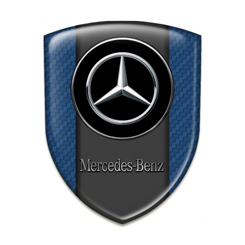 Mercedes Benz Logo Emblem Navy Blue carbon Silver Logo 