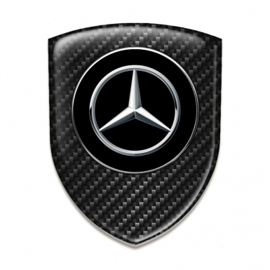 Mercedes Tuning Emblem Premium Quality Black carbon Silver Logo 
