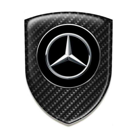 Mercedes Tuning Emblem Premium Quality Black carbon Silver Logo 