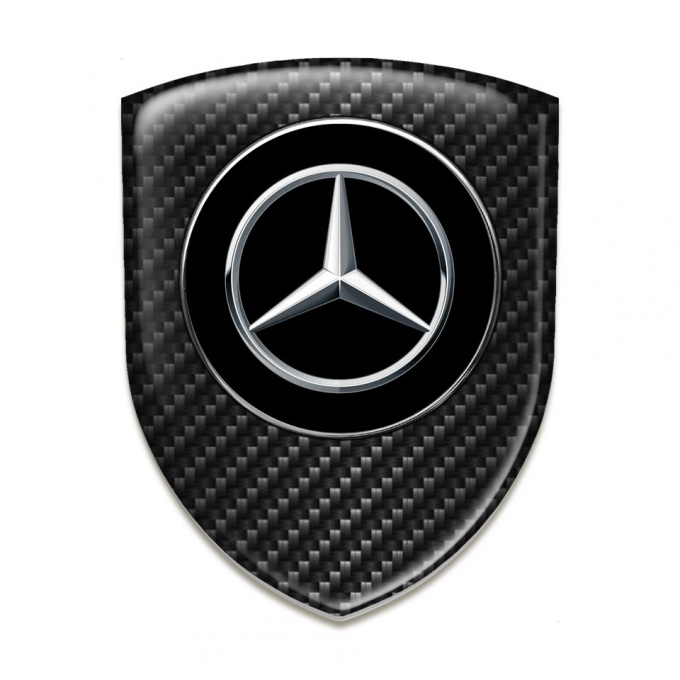 Mercedes Tuning Emblem Premium Quality Black carbon Silver Logo 