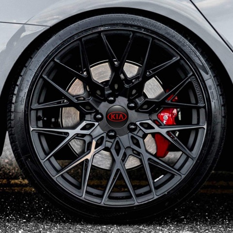 Kia Domed Stickers Wheel Center Cap Black Design