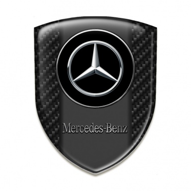 Mercedes Benz 3D Gel Emblem Black Fibers Base and Double Circle logo 
