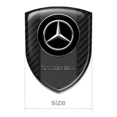 Mercedes Benz 3D Gel Emblem Black Fibers Base and Double Circle logo 