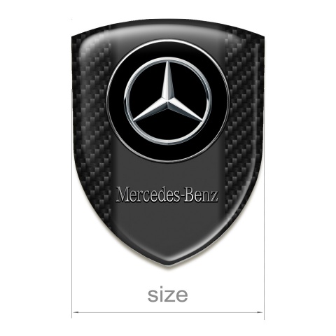 Mercedes Benz 3D Gel Emblem Black Fibers Base and Double Circle logo 