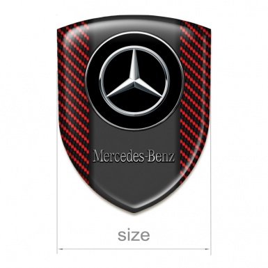 Mercedes Benz Emblem Exterior red carbon Base and double Circle Logo 