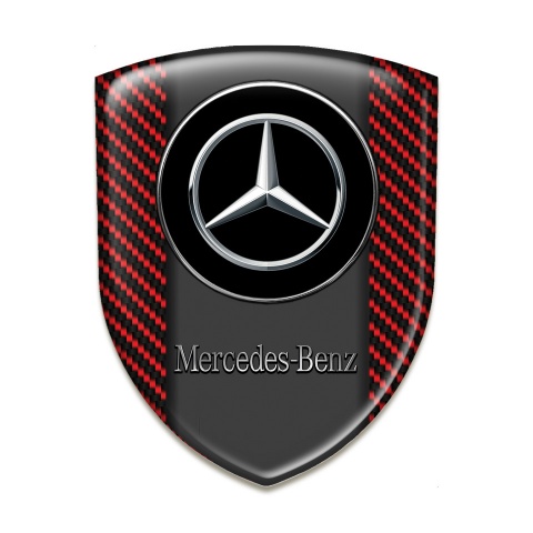 Mercedes Benz Emblem Exterior red carbon Base and double Circle Logo 