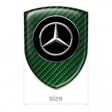 Mercedes Car Interior Badge Green Carbon Design Silver Logo 