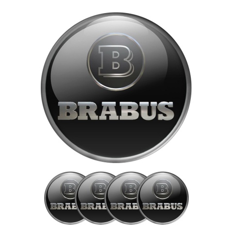 Mercedes Brabus Emblem Wheel Center Caps Black Grey Ring