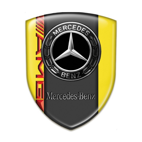 Mercedes Benz Logo Emblem Yellow Base and AMG style 