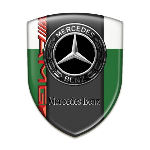 Mercedes Benz Self Adhesive Emblem Logo Green White Base AMG Style 