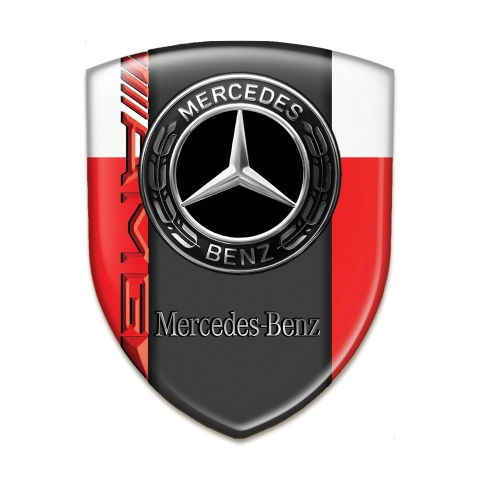 Mercedes Benz Domed Emblem Red White Print AMG Style 