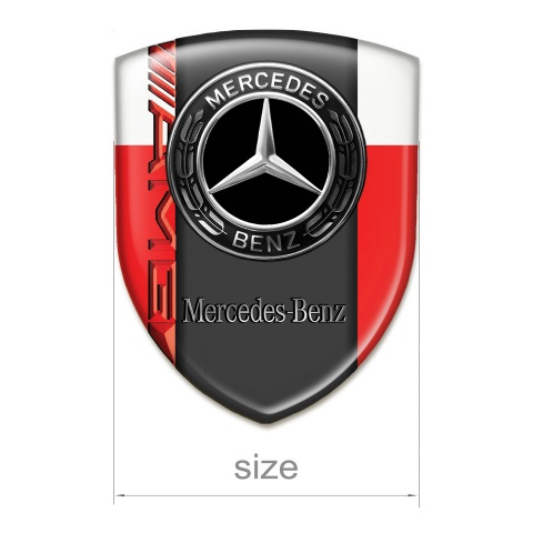 Mercedes Benz Domed Emblem Red White Print AMG Style 