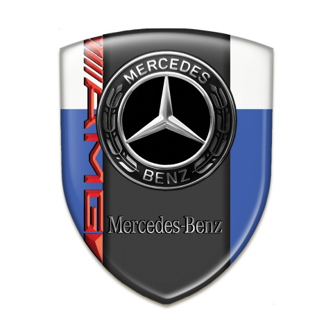 Mercedes Benz Silicone Emblem Blue White Print and AMG Style 