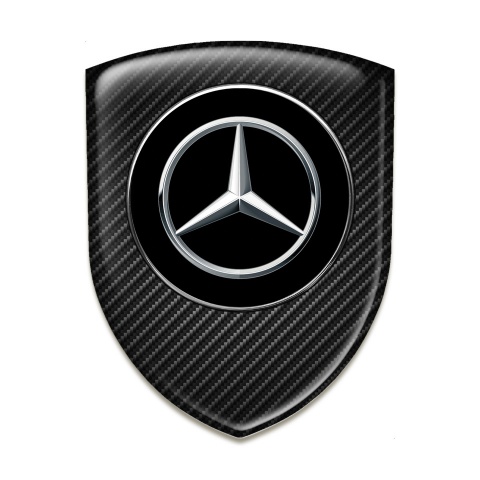 Mercedes Resin Sticker Black Fibers Base Double Circle Logo 