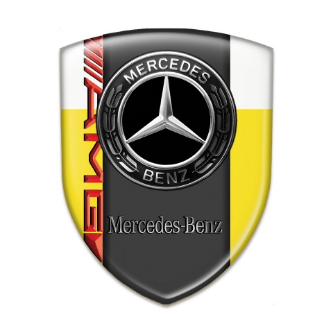Mercedes Benz 3D Gel Emblem Yellow White Print AMG Style 