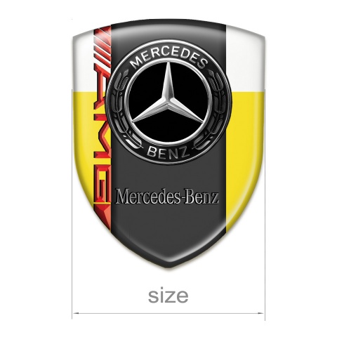 Mercedes Benz 3D Gel Emblem Yellow White Print AMG Style 