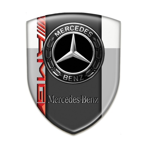 Mercedes Benz Emblem Exterior Grey White Print AMG Style 