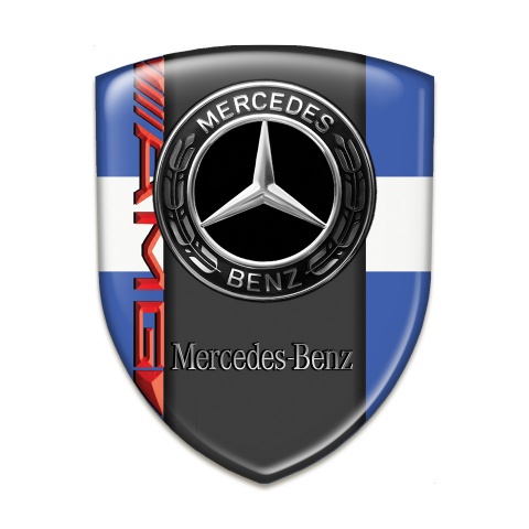 Mercedes Benz Tuning Emblem Blue with White Tape AMG Style 