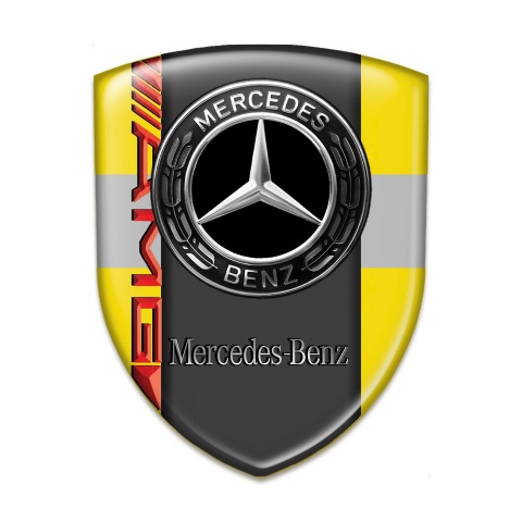 Mercedes Benz Car Accessories Badge Yellow with Grey Tape AMG Style 