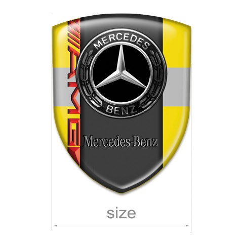 Mercedes Benz Car Accessories Badge Yellow with Grey Tape AMG Style 