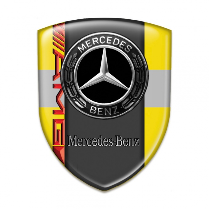 Mercedes Benz Car Accessories Badge Yellow with Grey Tape AMG Style 
