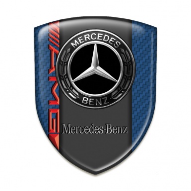 Mercedes Benz Self Adhesive Car logo Emblem Navy Blue Carbon Base AMG Style 