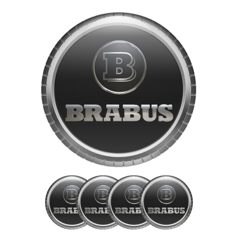 Mercedes Brabus Emblem Wheel Center Caps Black 3D Ring