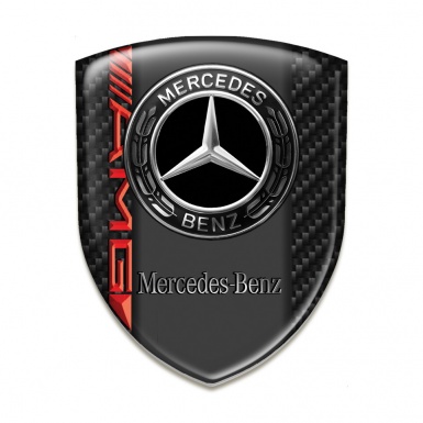 Mercedes Benz Emblem Badge Logo Black Fibers Base AMG Style 