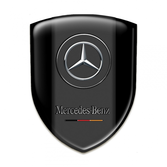 Mercedes Benz Resin Sticker Black Base Classic Logo 