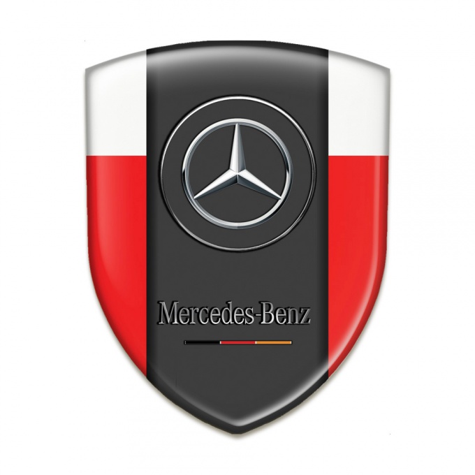 Mercedes Benz Car Interior Badge Red White Print Classic Logo 
