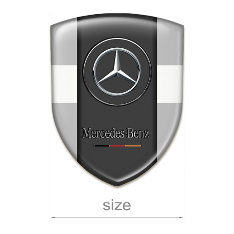Mercedes Benz Emblem Badge Logo Grey with White Tape Version 