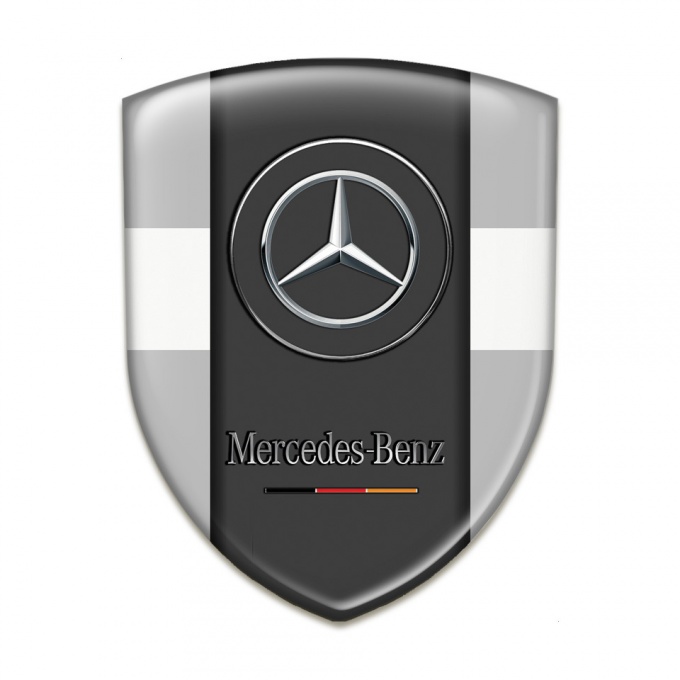 Mercedes Benz Emblem Badge Logo Grey with White Tape Version 