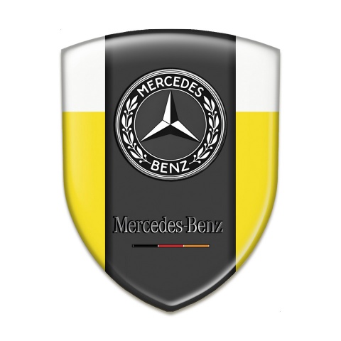 Mercedes Benz Emblem Badge Logo Yellow White Version 