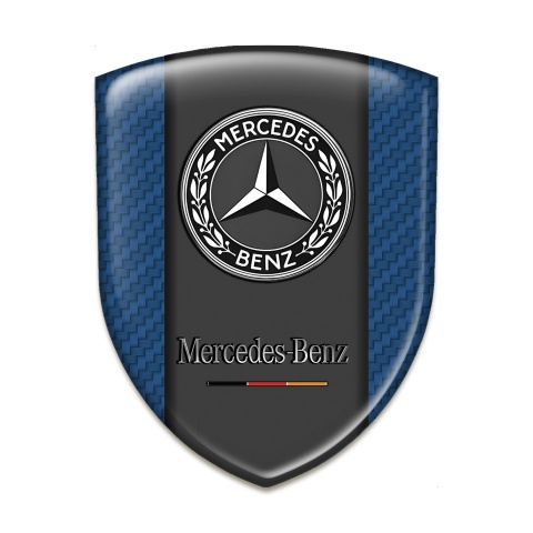 Mercedes Benz Domed Emblem High End Navy Blue Carbon Pattern 