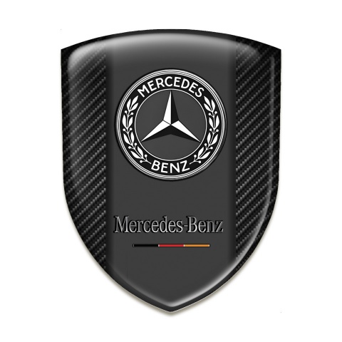 Mercedes Benz 3D Gel Emblem Black Fibers Pattern  