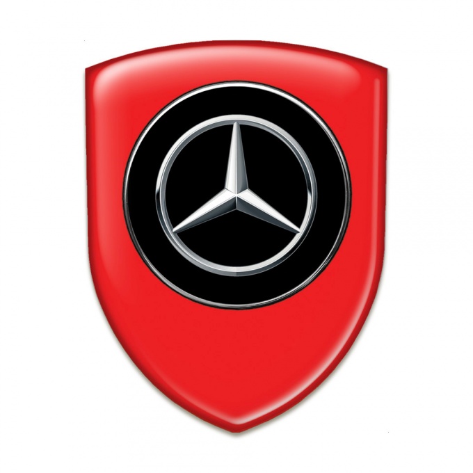 Mercedes Emblem Exterior Racing Edition Red Base Silver Logo 