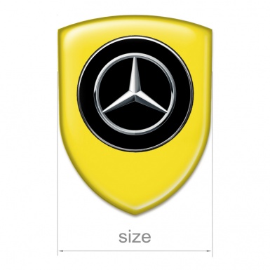 Mercedes Tuning Emblem Stylish Yellow Background Silver Logo 