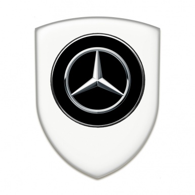 Mercedes Car Accessories Badge White Background Silver Logo 