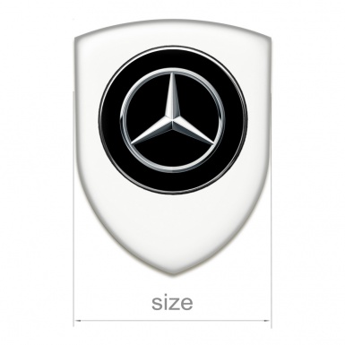 Mercedes Car Accessories Badge White Background Silver Logo 