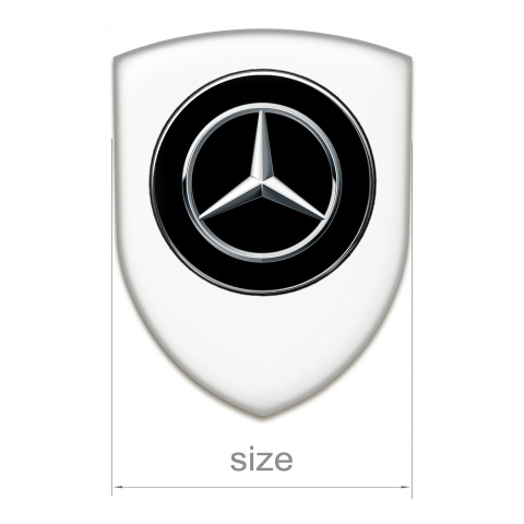 Mercedes Car Accessories Badge White Background Silver Logo 