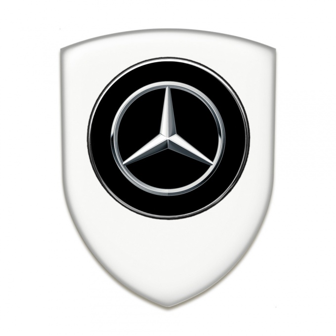 Mercedes Car Accessories Badge White Background Silver Logo 
