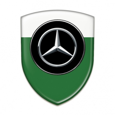 Mercedes Self Adhesive Car logo Emblem Green White Background Silver logo 