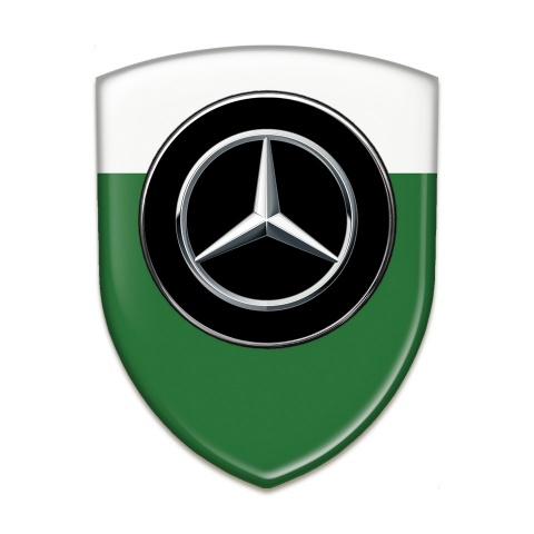 Mercedes Self Adhesive Car logo Emblem Green White Background Silver logo 