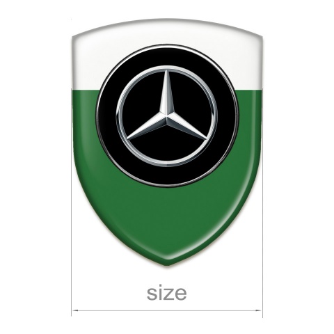 Mercedes Self Adhesive Car logo Emblem Green White Background Silver logo 