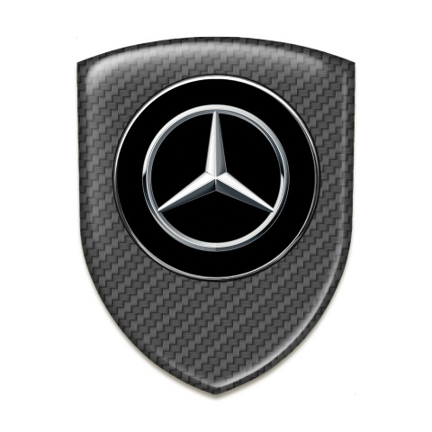 Mercedes Silicone Car Decal Badge Carbon background Silver Logo 