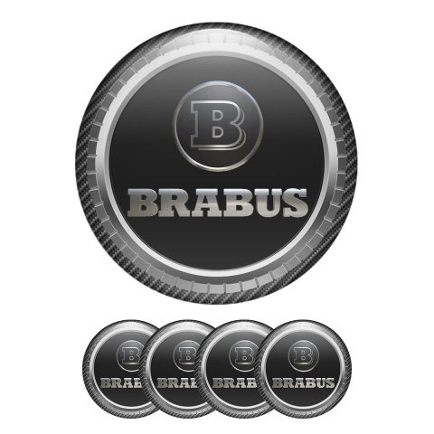 Mercedes Brabus Emblem Wheel Center Caps Black 3D Carbon Ring